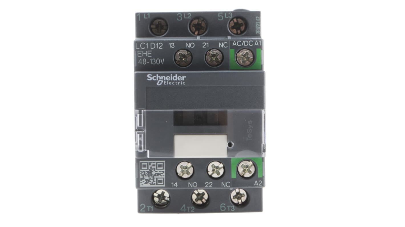 Contattore Schneider Electric, serie LC1D, 3 poli, 3 NO, 12 A, 5,5 kW, bobina 110 V c.a./c.c.