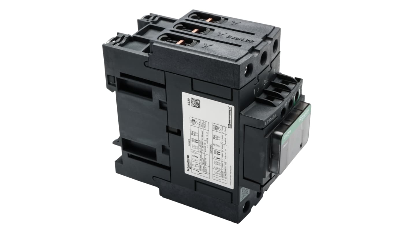 Schneider Electric TeSys D TeSyS D Contactor, 24 V ac/dc Coil, 3-Pole, 40 A, 18.5 kW, 3NO, 690 V ac