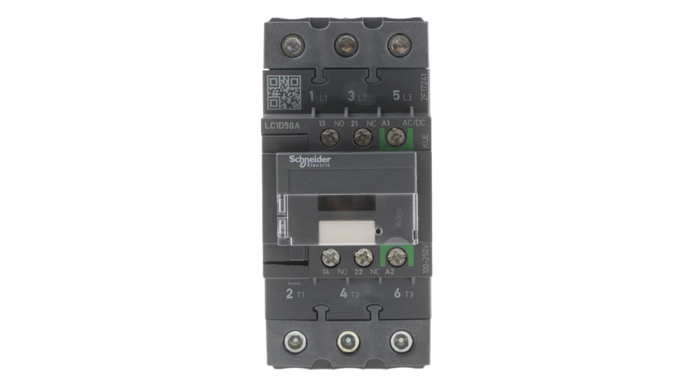 Contattore Schneider Electric, serie LC1D, 3 poli, 3 NO, 50 A, 22 kW, bobina 230 V ca