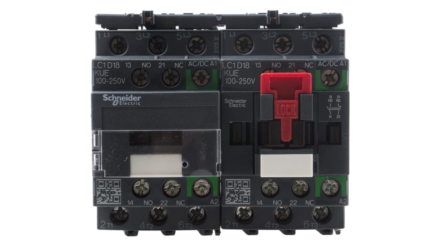 Schneider Electric LC2D Series Reversing Contactor, 230 V ac Coil, 3-Pole, 18 A, 7.5 kW, 3NO, 690 V ac