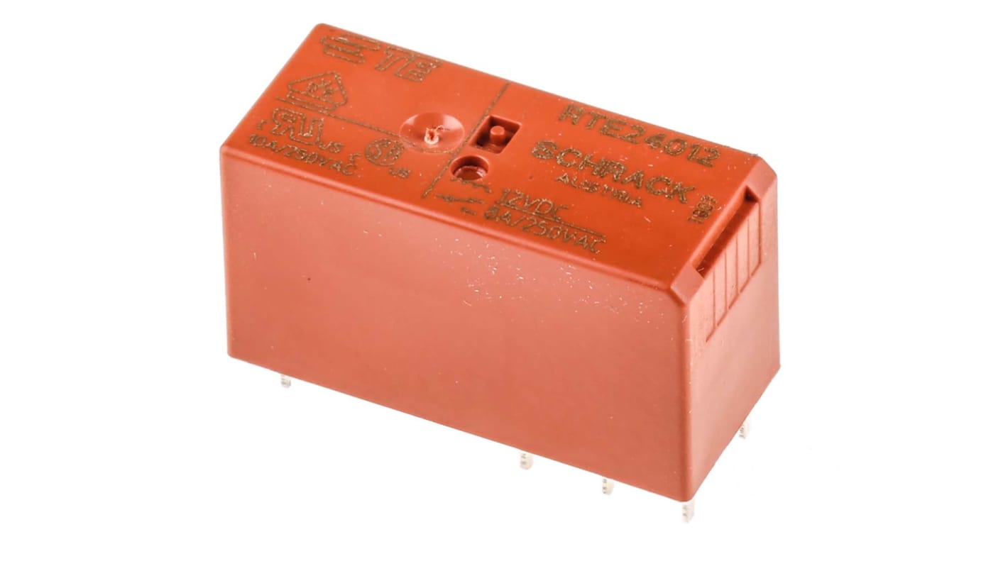 TE Connectivity PCB Mount Power Relay, 12V dc Coil, 8A Switching Current, DPDT