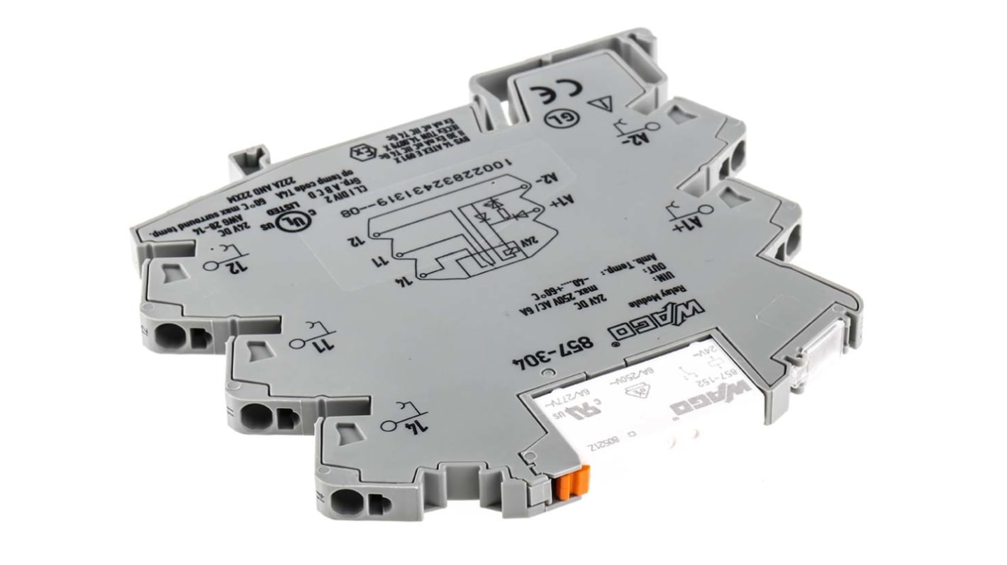 Wago 857 Series Interface Relay, DIN Rail Mount, 24V dc Coil, 1-Pole