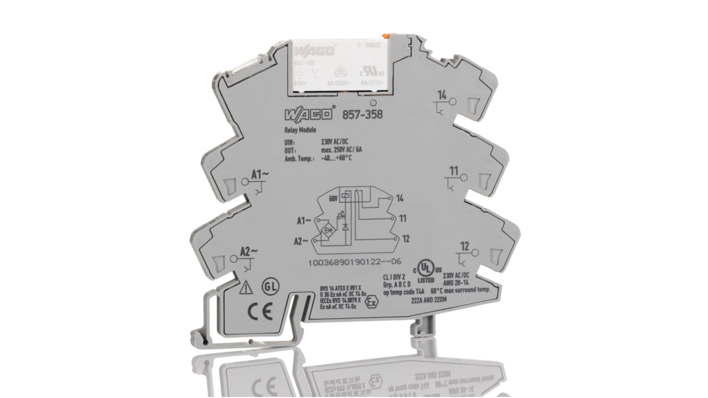 WAGO Interface Relay, DIN Rail Mount, 230V ac/dc Coil, 1-Pole