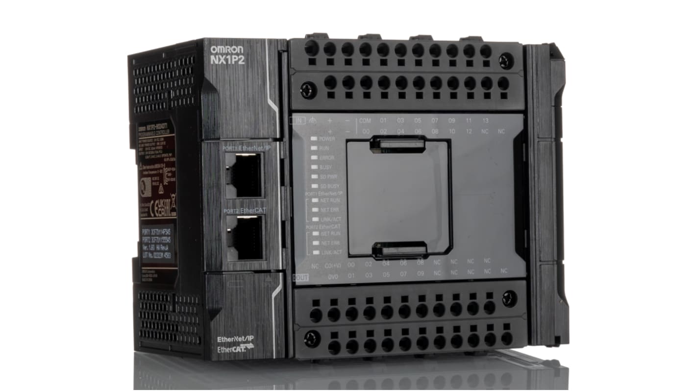 Omron NX1P Series PLC CPU for Use with NX Series EtherCAT Coupler, 20.4 → 28.8 V Supply, PNP Output, 14-Input,
