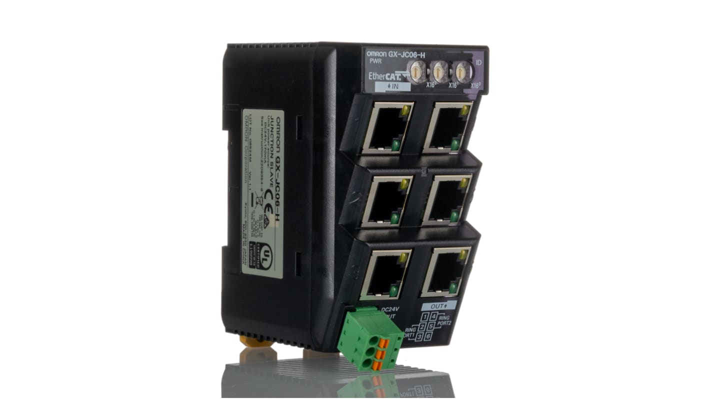 Omron EtherCAT Junction Slave Series DIN Rail Mount Network Hub, 6 RJ45 Ports, 24V dc