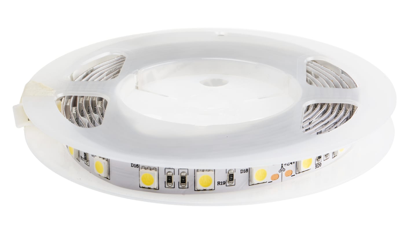 RS PRO 24V White LED Strip, 6500K Colour Temp, 2.5m Length