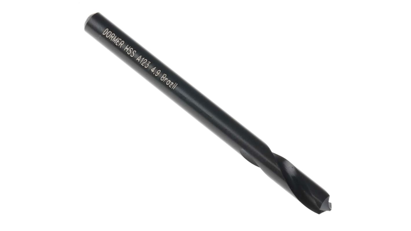 Dormer A123 Series HSS Twist Drill Bit, 4.9mm Diameter, 62 mm Overall