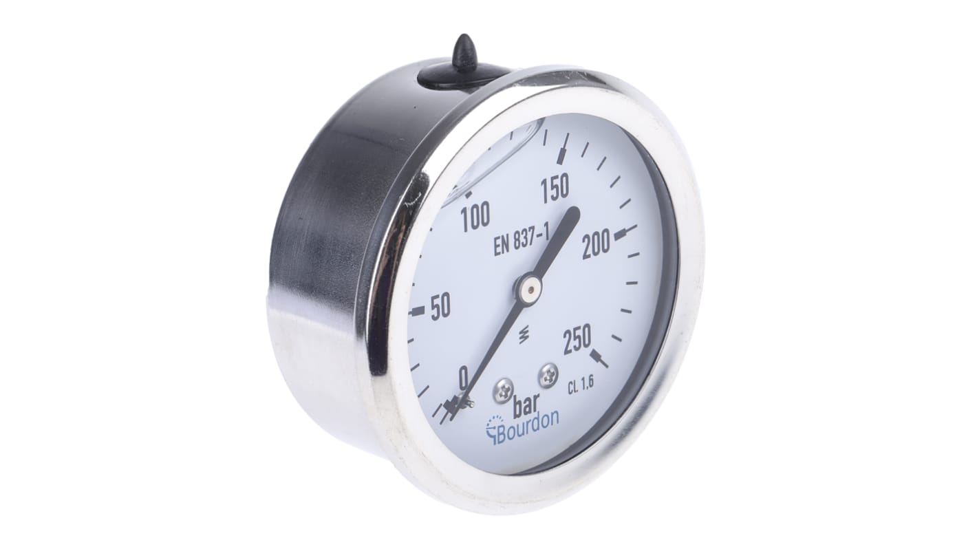 Bourdon G 1/4 Analogue Pressure Gauge 250bar Back Entry 63mm Outside Diameter