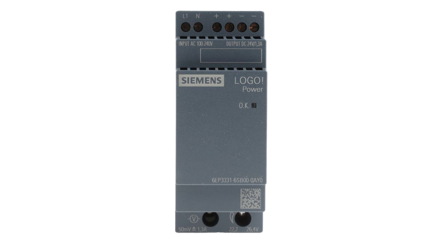 Siemens LOGO!POWER LOGO POWER Getaktet DIN-Schienen Netzteil 31W, 100 → 240V ac, 24V dc / 1.3A