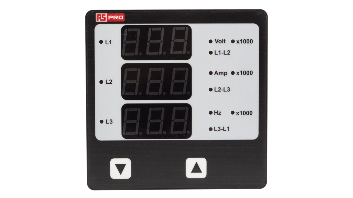 RS PRO LED Digital Panel Multi-Function Meter, 92mm x 92mm