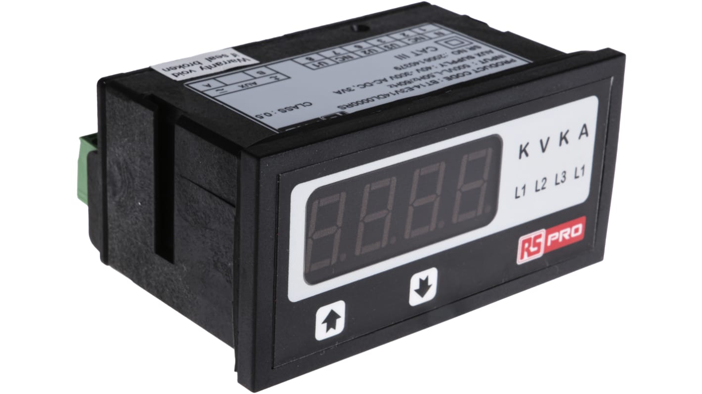 RS PRO Digital Voltmeter AC, LED Display 4-Digits ±0.5 + 1 Digit %