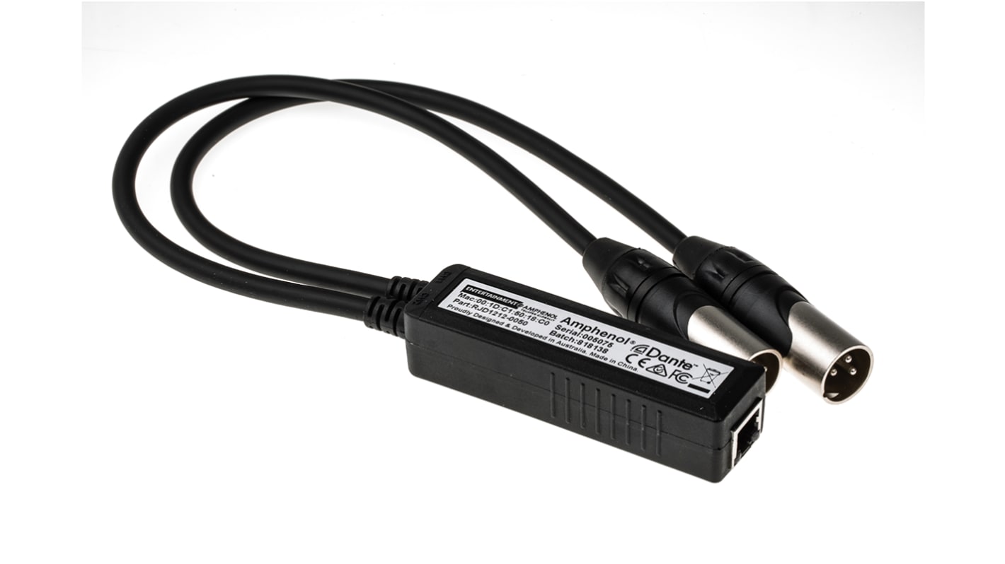 Amphenol Industrial Cable, Black, 0.5m