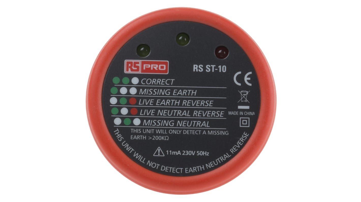 RS PRO, Model RS ST10 Socket Tester 11mA 230V ac