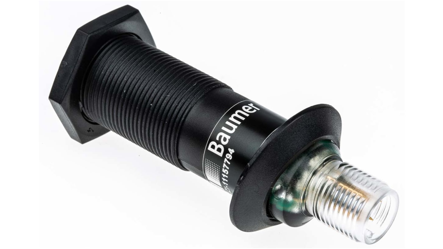 Baumer OR18 zylindrisch Optischer Sensor, Diffus, Bereich 0 → 300 mm, PNP Ausgang, 4-poliger M12-Steckverbinder