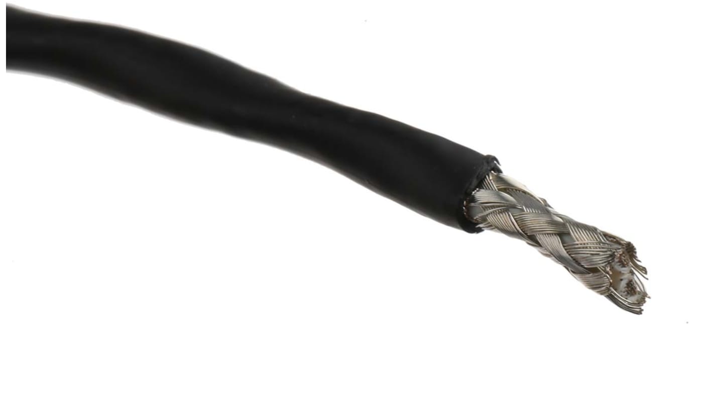 TE Connectivity 100E Control Cable, 2 Cores, 0.5 mm², Screened, 100m, Black LSZH Sheath, 20 AWG