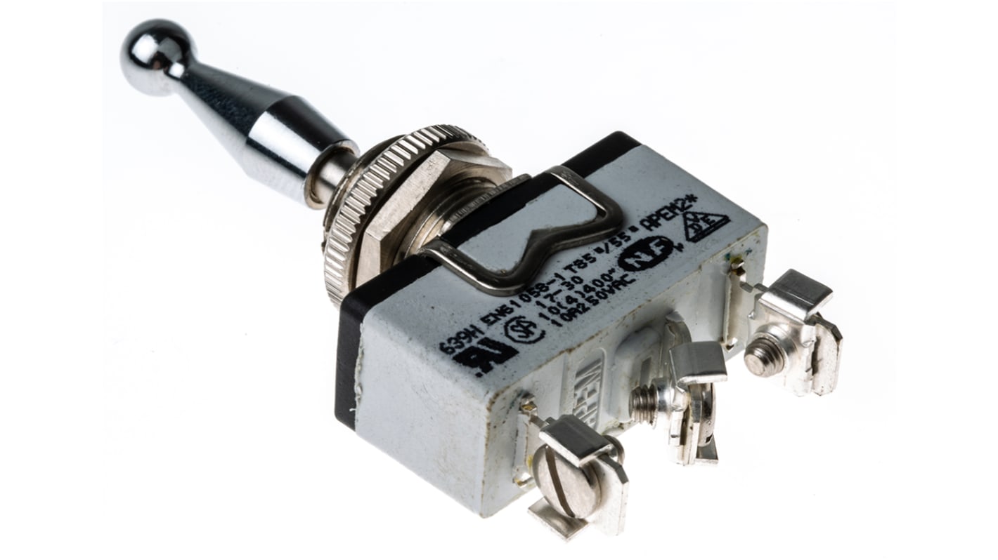 APEM Toggle Switch, Panel Mount, On-Off-On, SPDT, Screw Terminal, 250V ac