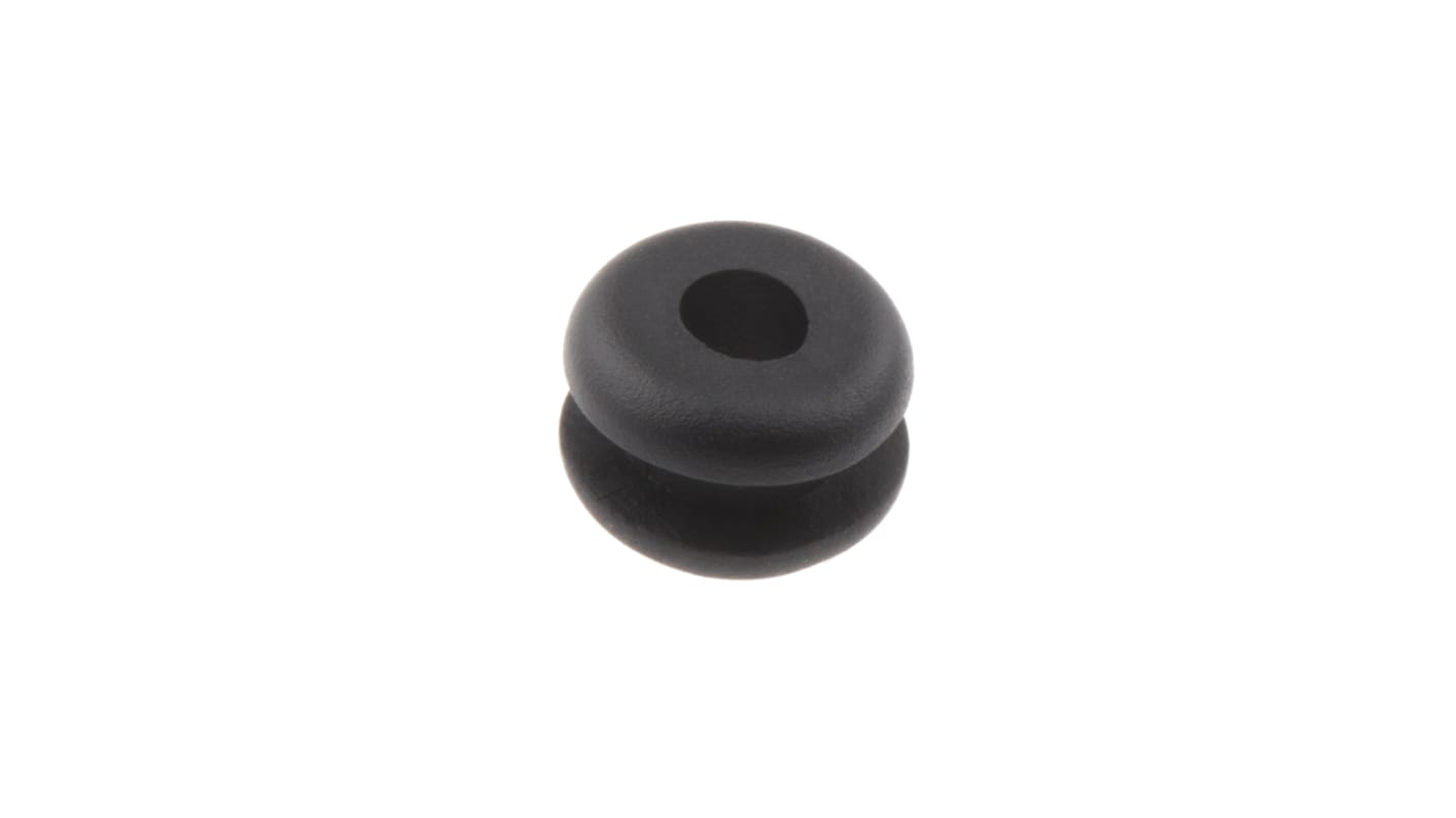 RS PRO Black PVC 5mm Cable Grommet for Maximum of 3mm Cable Dia.