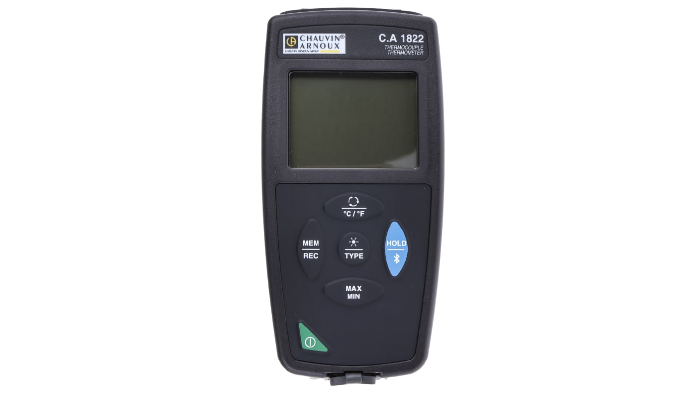Chauvin Arnoux CA 1822 Wired Digital Thermometer for Multipurpose Use, E, J, K, N, R, S, T Probe, 2 Input(s), +1200 (J)