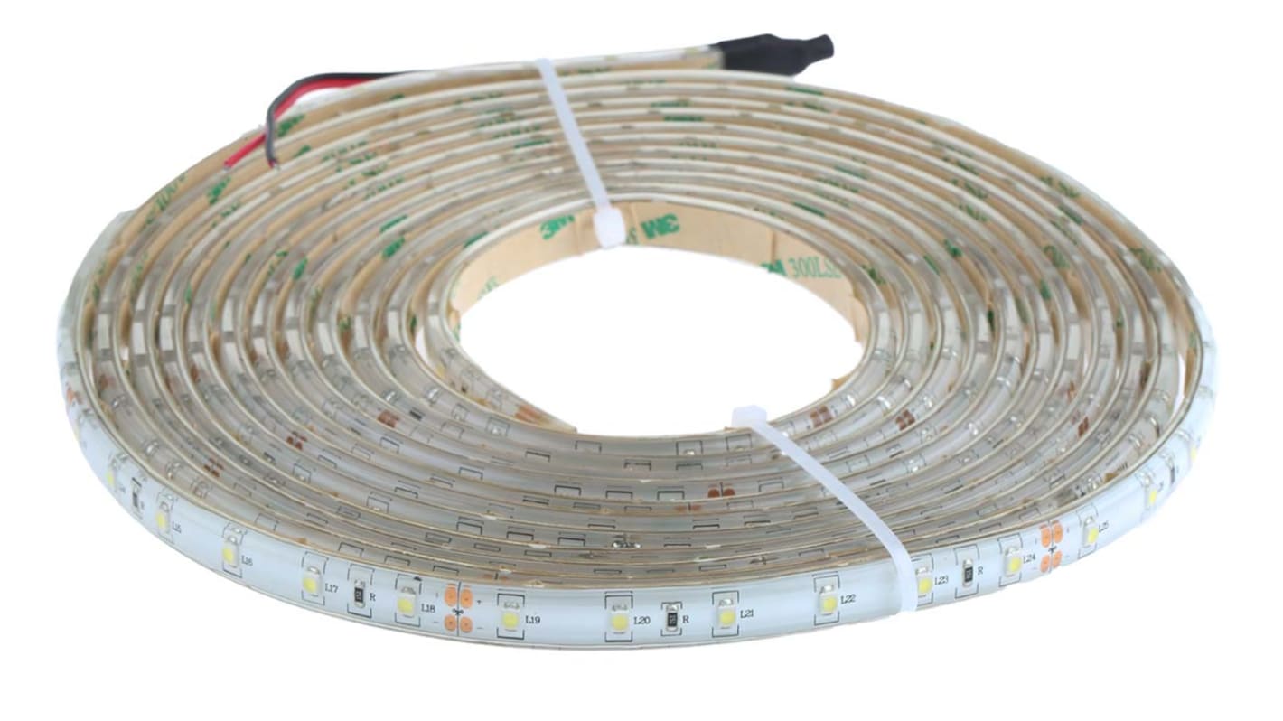 RS PRO LED-Streifen 5500 → 7000K, Weiß, 5m x 10mm 24V 60LEDs/M IP65