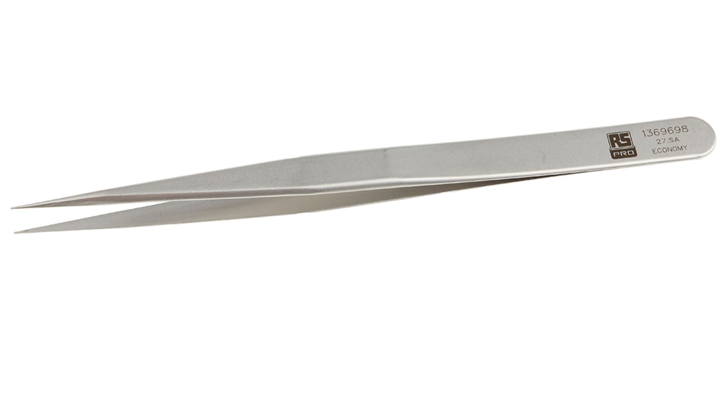 RS PRO, Pincetter, Rustfrit stål, Meget skarp, , Umagnetisk 27.SA, Længde: 135 mm