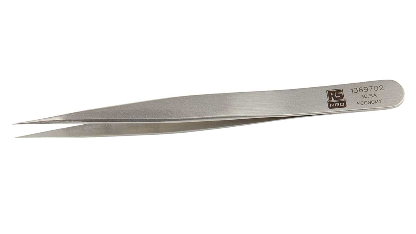 RS PRO 110 mm, Stainless Steel, Tweezers