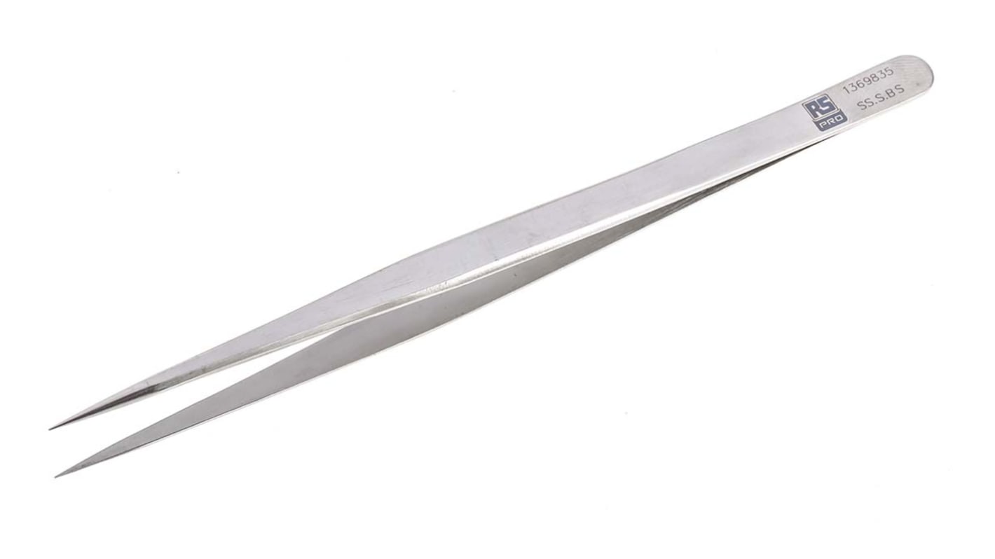 RS PRO 140 mm, Stainless Steel, Tweezers