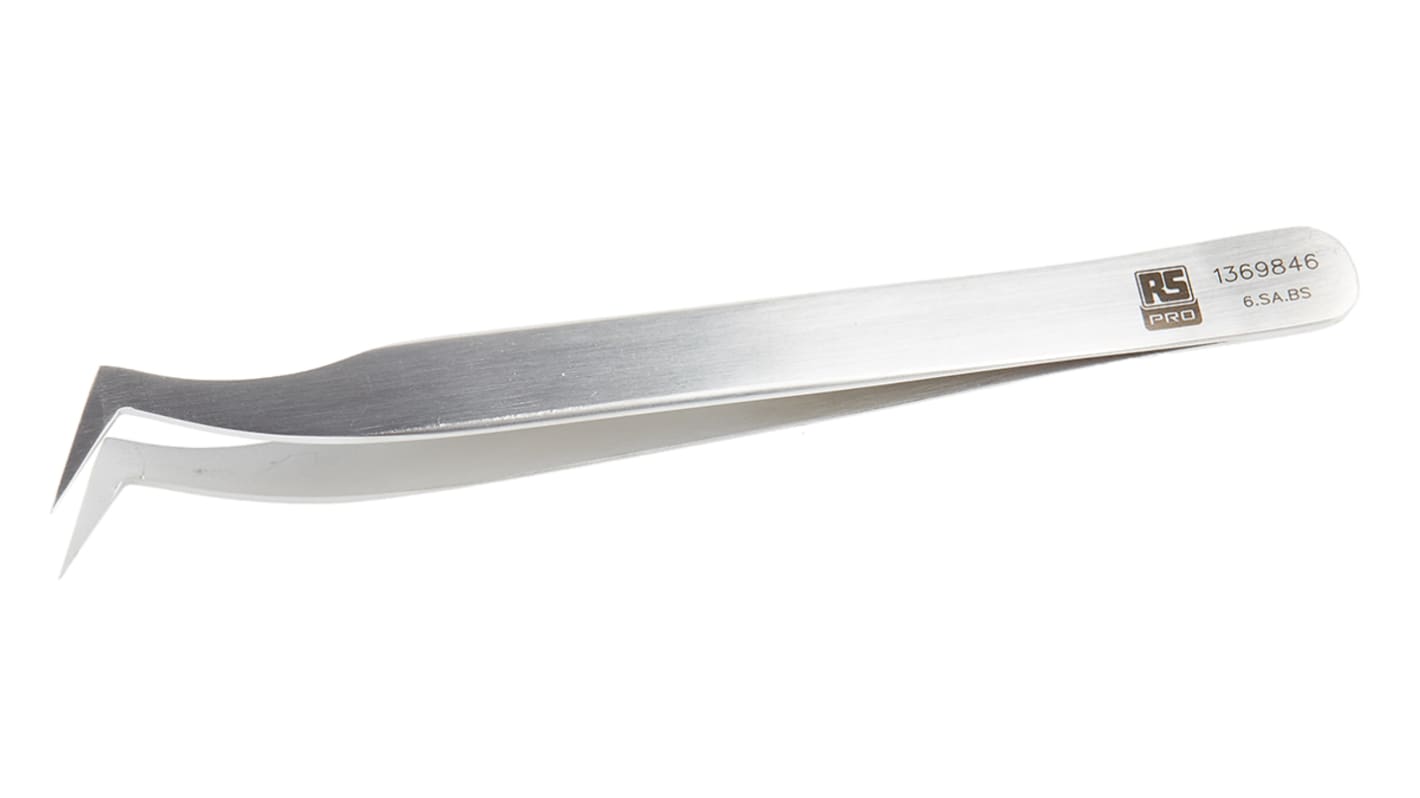 Brucelles RS PRO pointe plate en  en inox, L. 120 mm