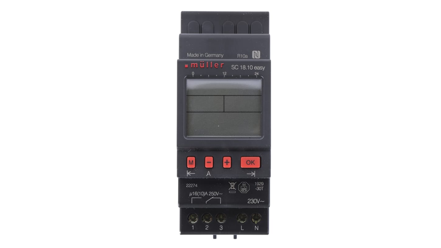 Muller Digital DIN Rail Time Switch 230 V ac, 1-Channel