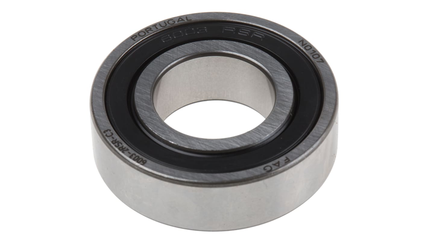 FAG 6003-2RSR-C3 Single Row Deep Groove Ball Bearing- Both Sides Sealed 17mm I.D, 35mm O.D