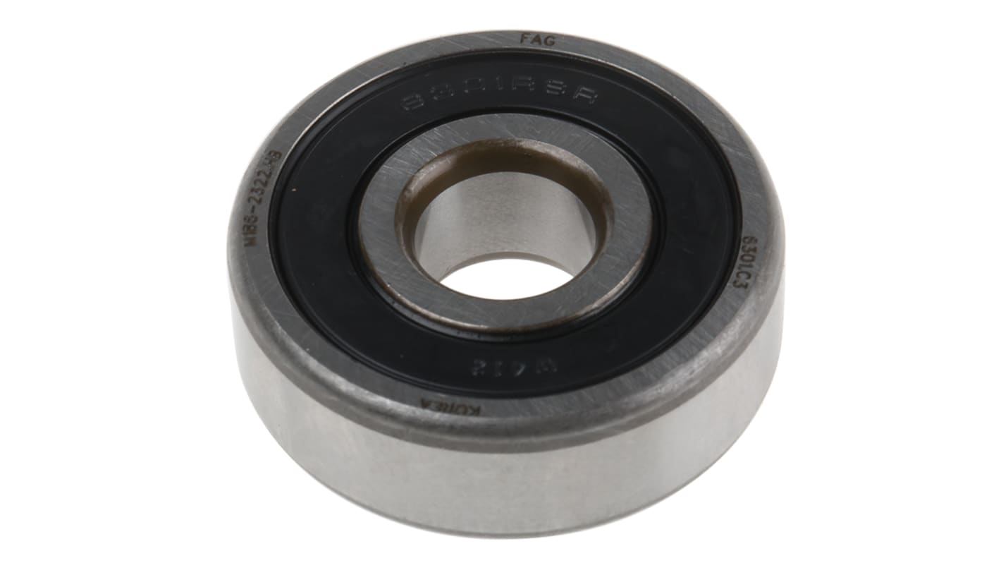 FAG 6301-2RSR-C3 Single Row Deep Groove Ball Bearing- Both Sides Sealed 12mm I.D, 37mm O.D