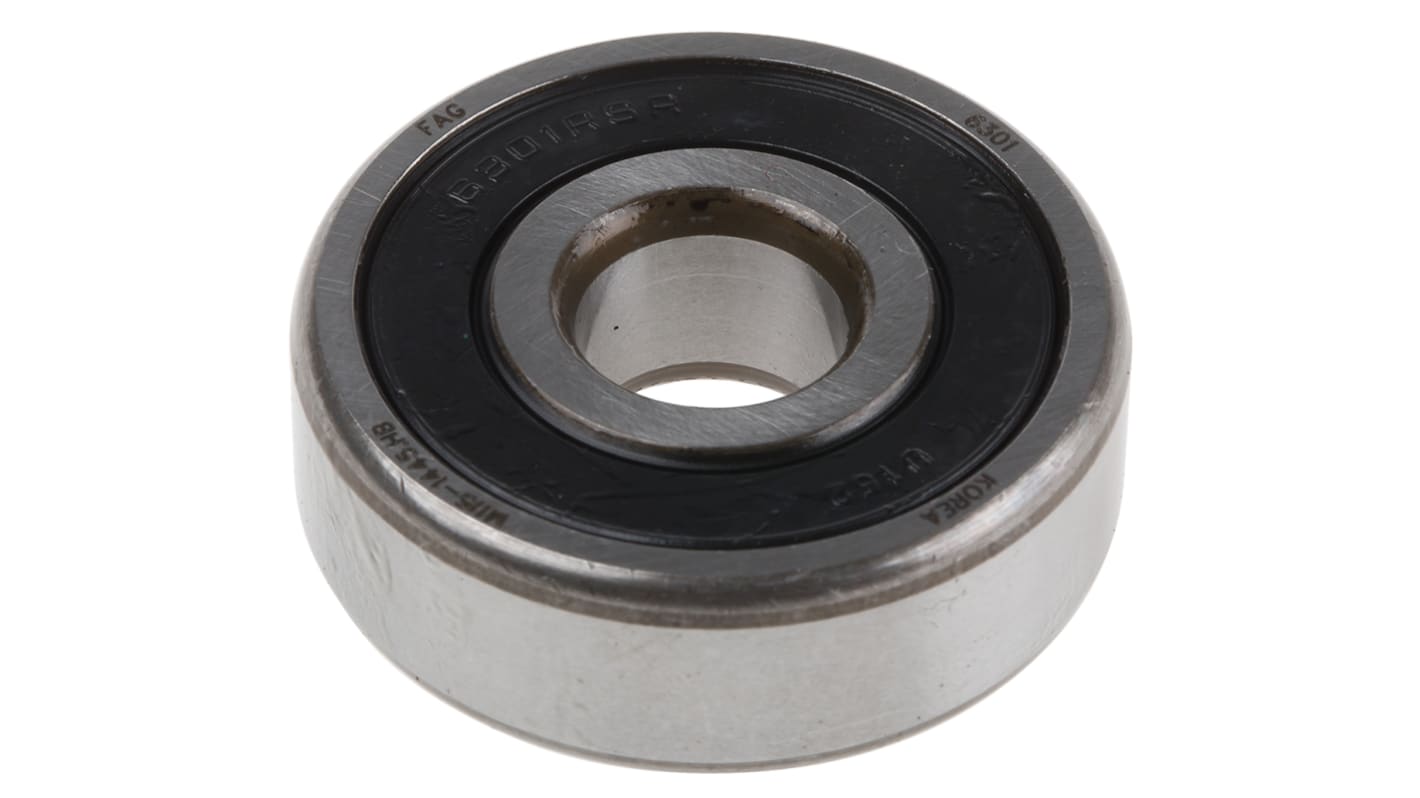 FAG 6301-2RSR Single Row Deep Groove Ball Bearing- Both Sides Sealed 12mm I.D, 37mm O.D