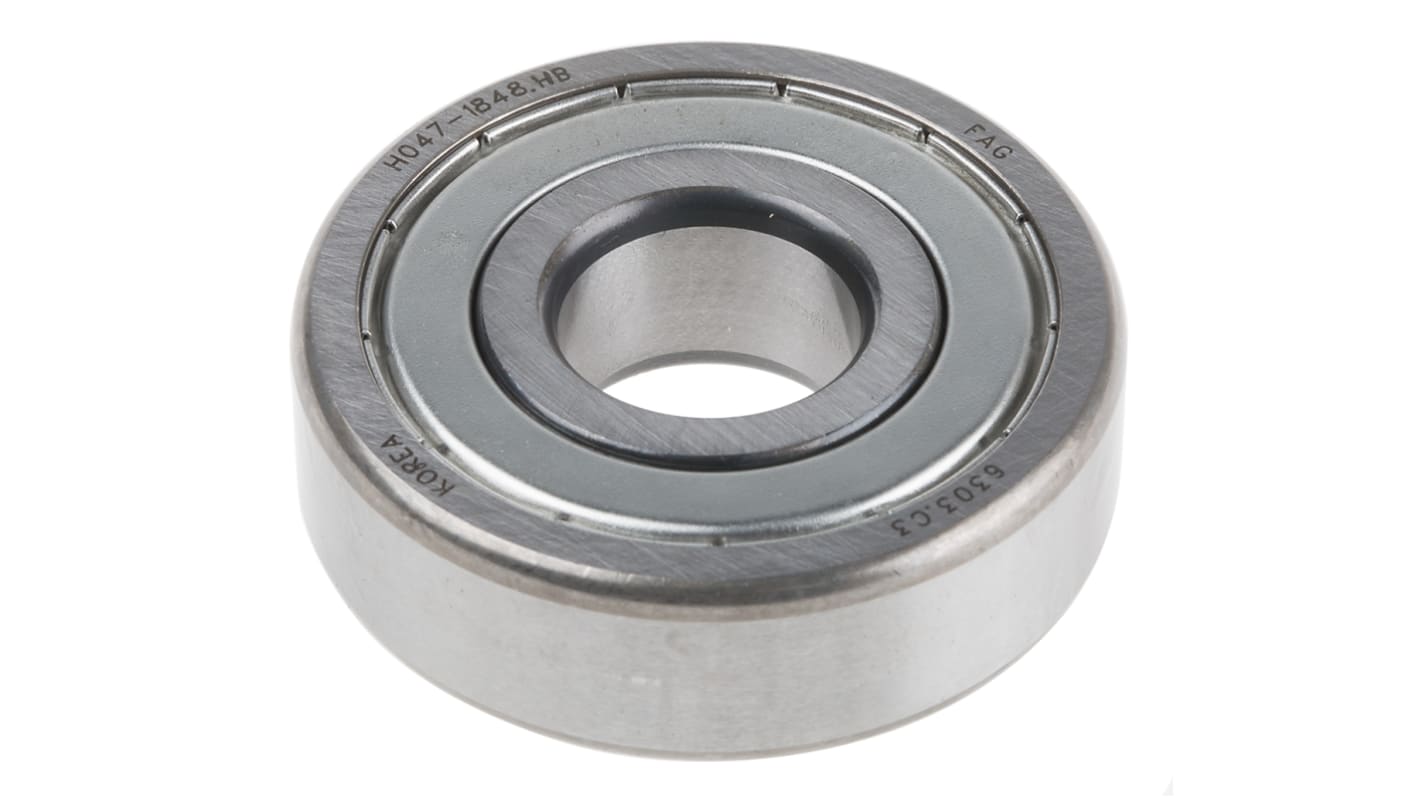 FAG 6303-2Z-C3 Single Row Deep Groove Ball Bearing- Both Sides Shielded 17mm I.D, 47mm O.D