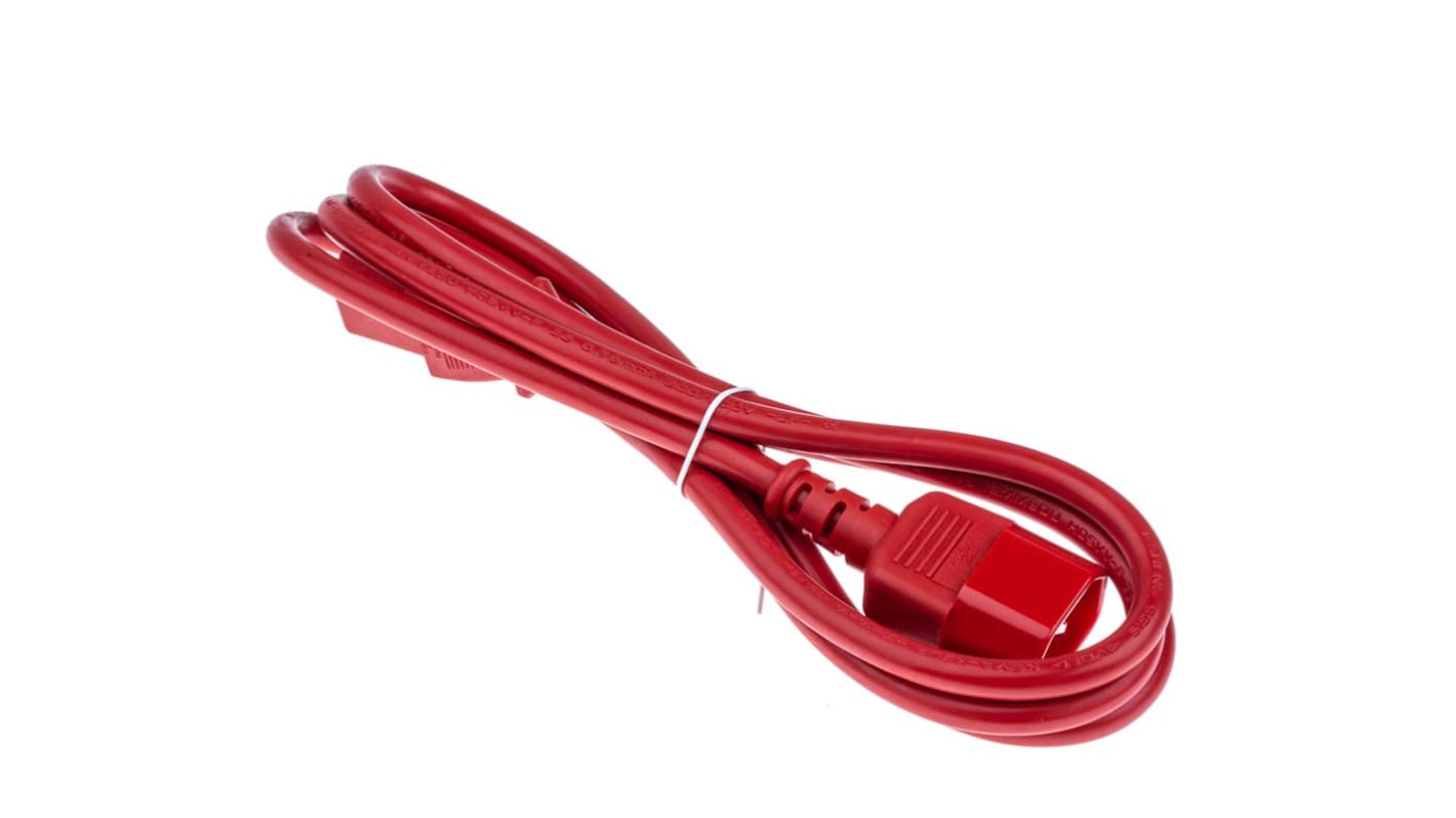 RS PRO Straight IEC C13 Socket to Straight IEC C14 Plug Power Cord, 1.5m