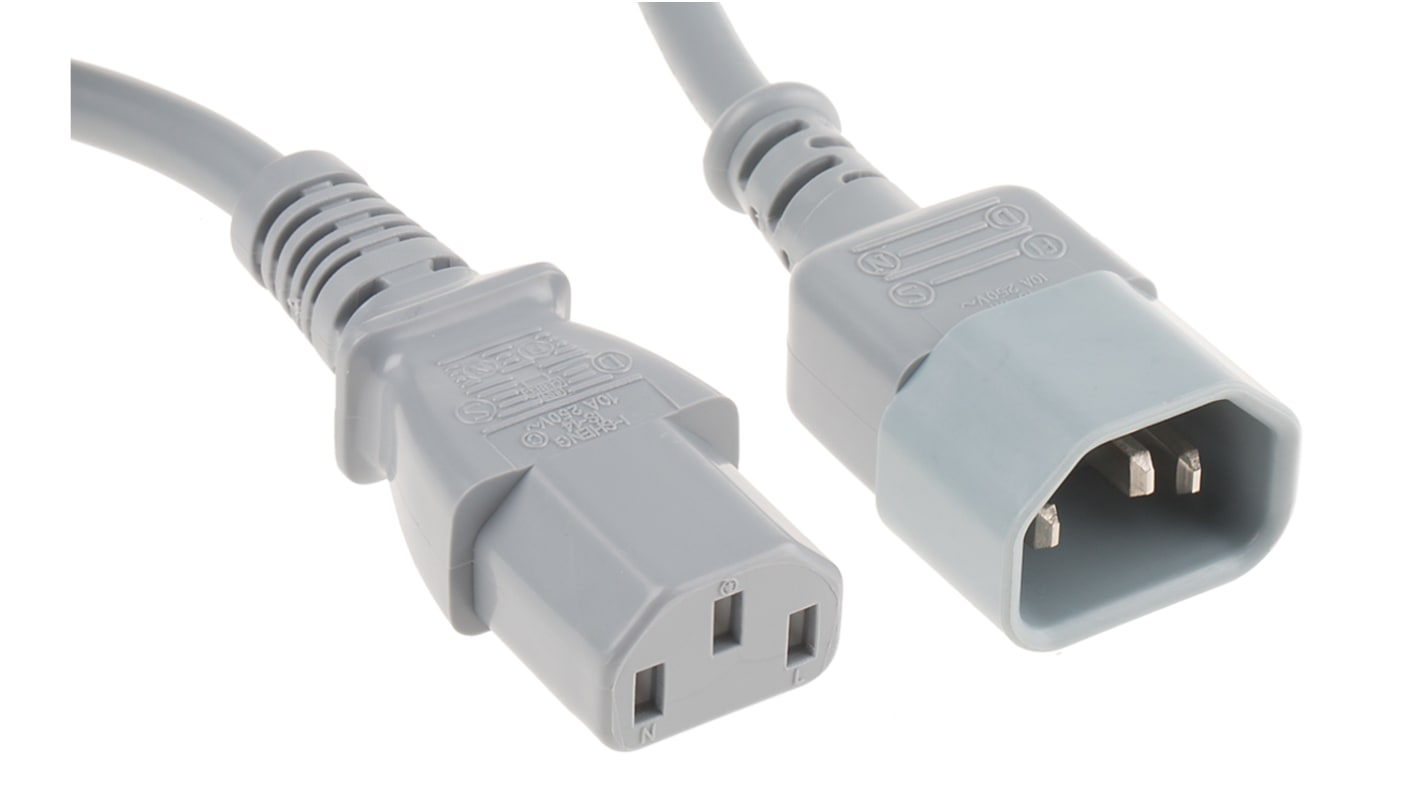 RS PRO IEC C13 Socket to IEC C14 Plug Power Cord, 1.5m