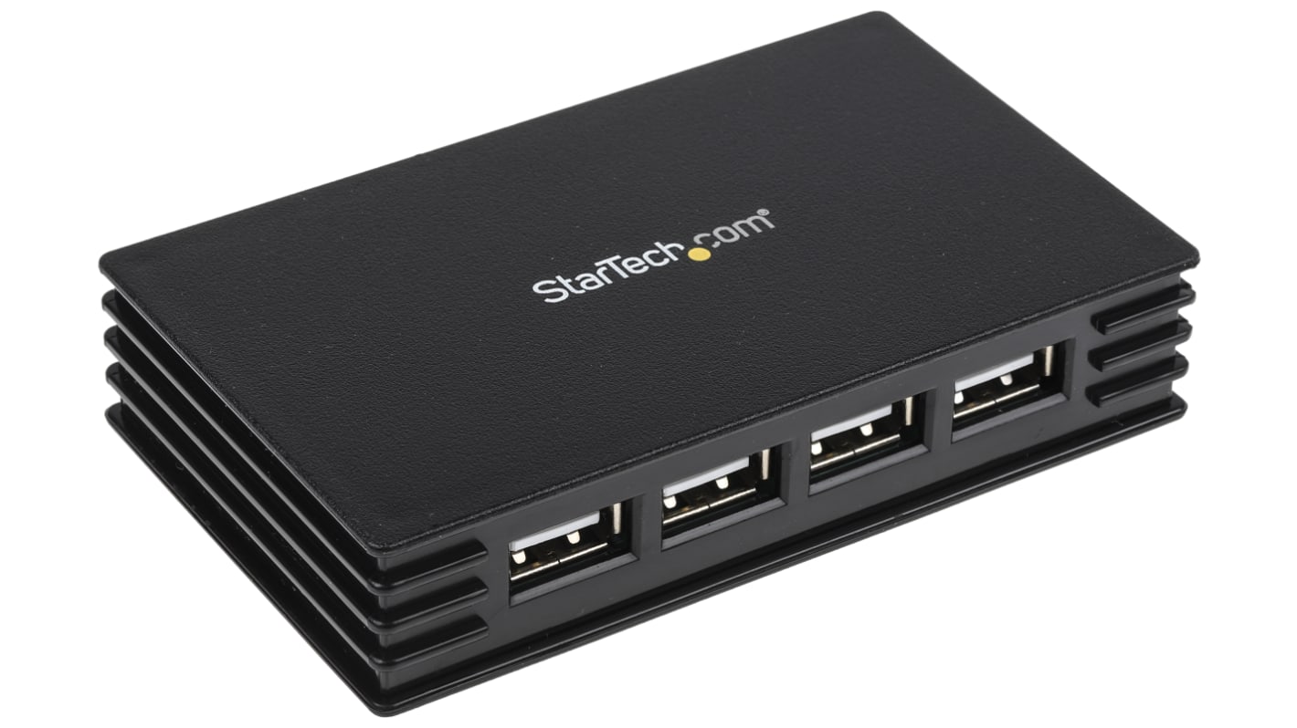 StarTech.com 4 Port USB 2.0 USB A  Hub, AC Adapter - UK Plug Powered, 100 x 60 x 20mm