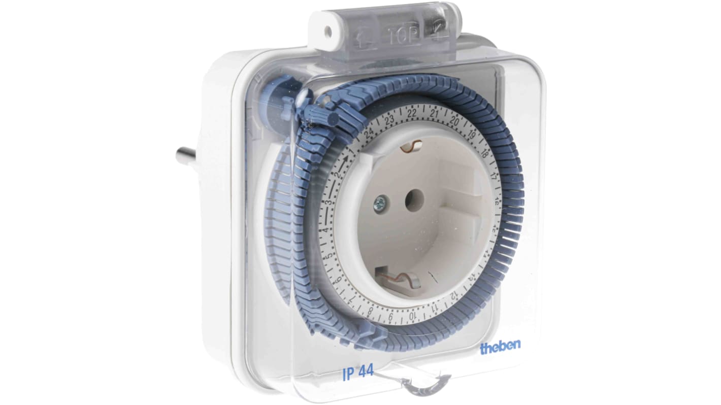 Enchufe temporizado Theben timer 026 IP44, 15 min, Diario, enchufe Schuko, 230 V ac