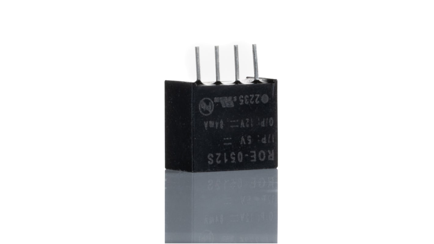 Recom ROE DC-DC Converter, 12V dc/ 84mA Output, 4.5 → 5.5 V dc Input, 1W, Through Hole, +85°C Max Temp -40°C Min