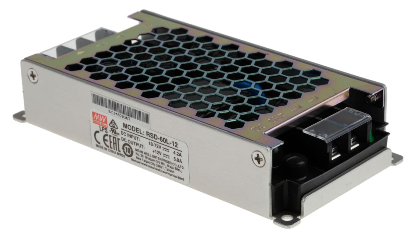 Convertitore c.c.-c.c. 60W, Vin 18 → 72 V c.c., Vout 12V cc, 4kV cc Sì