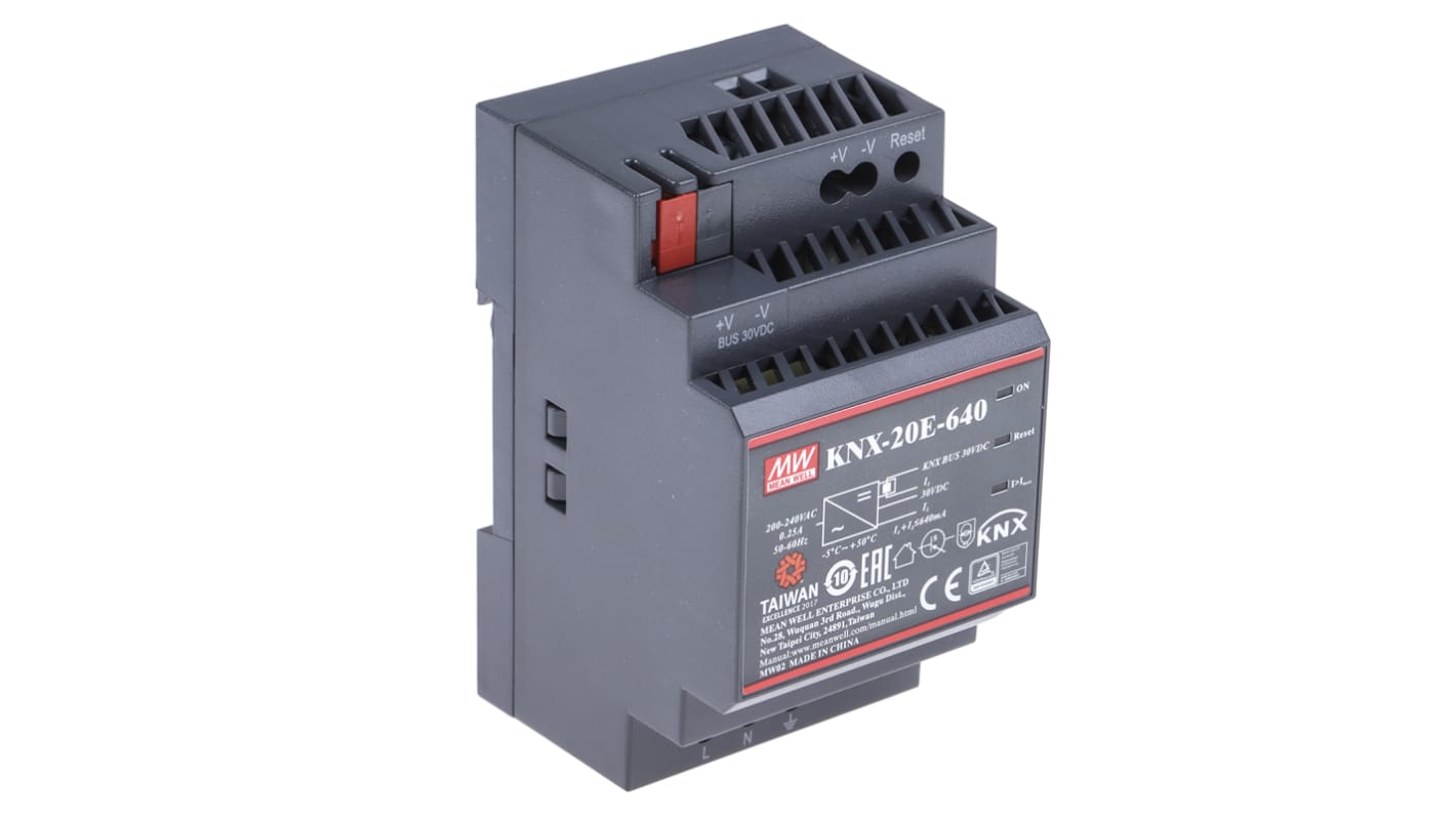 MEAN WELL KNX Switched Mode DIN Rail Power Supply, 180 → 264 V ac, 254 → 370 V dc, 30V dc dc Output,