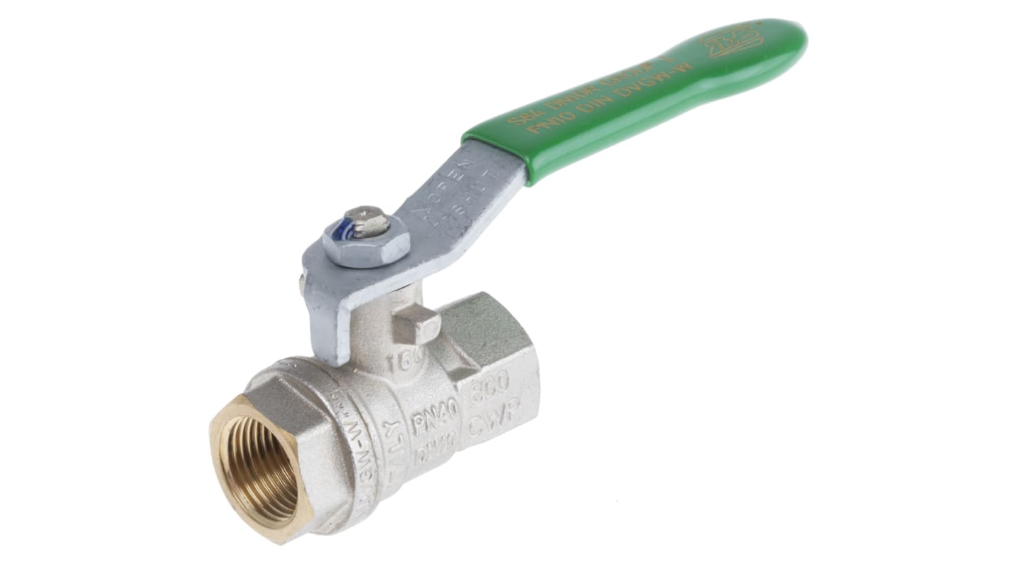 RS PRO Brass Full Bore, 2 Way, Ball Valve, BSPP 3/8in, 40bar Operating Pressure