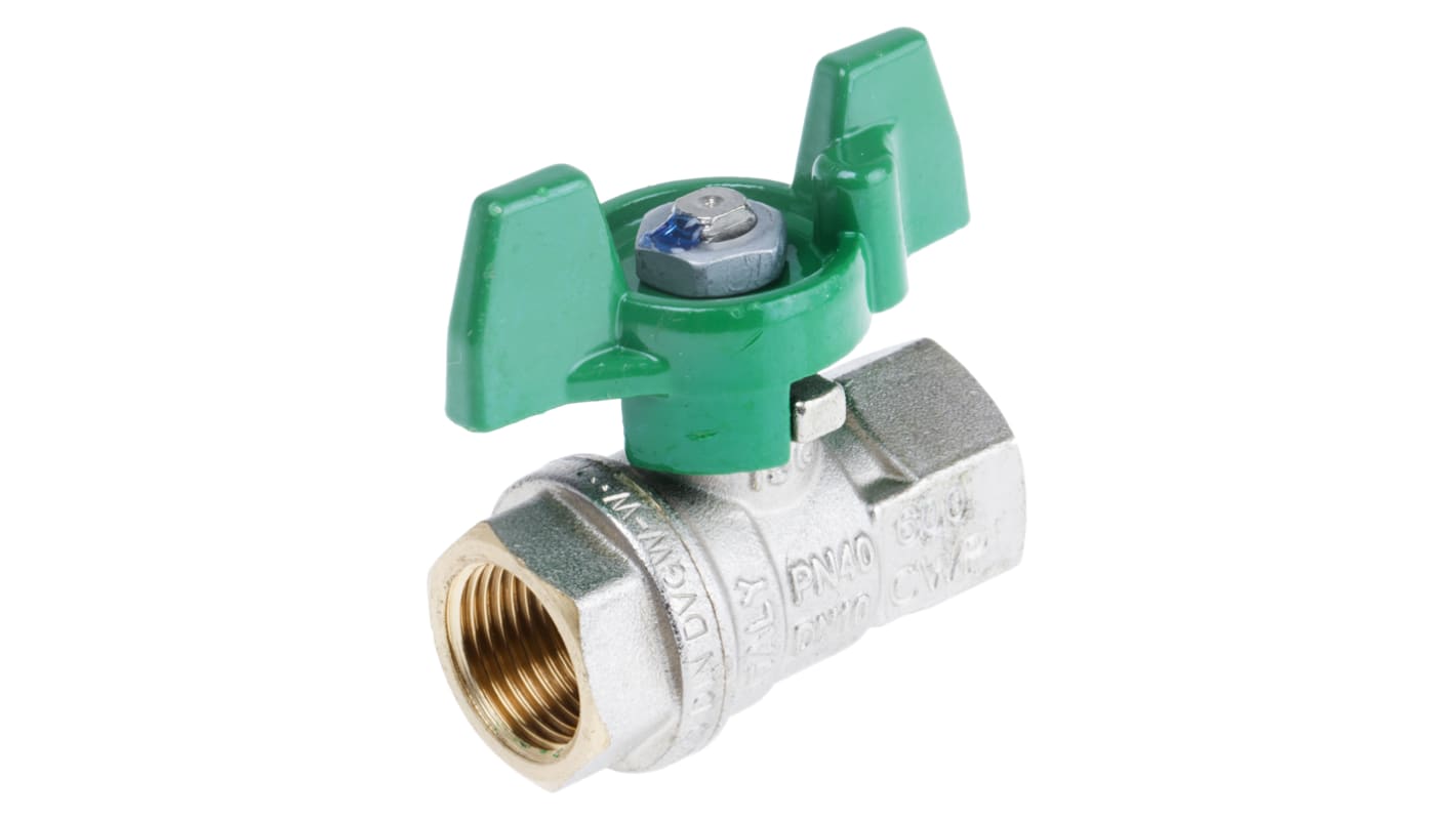 RS PRO Brass Full Bore, 2 Way, Ball Valve, Threaded, BSPP 3/8in