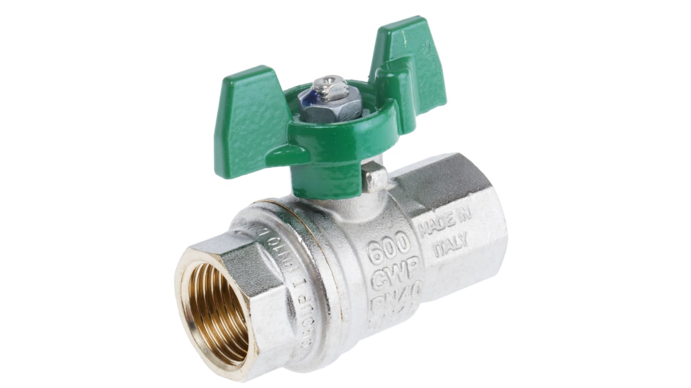 RS PRO Brass Full Bore, 2 Way, Ball Valve, Threaded, BSPP 1/2in