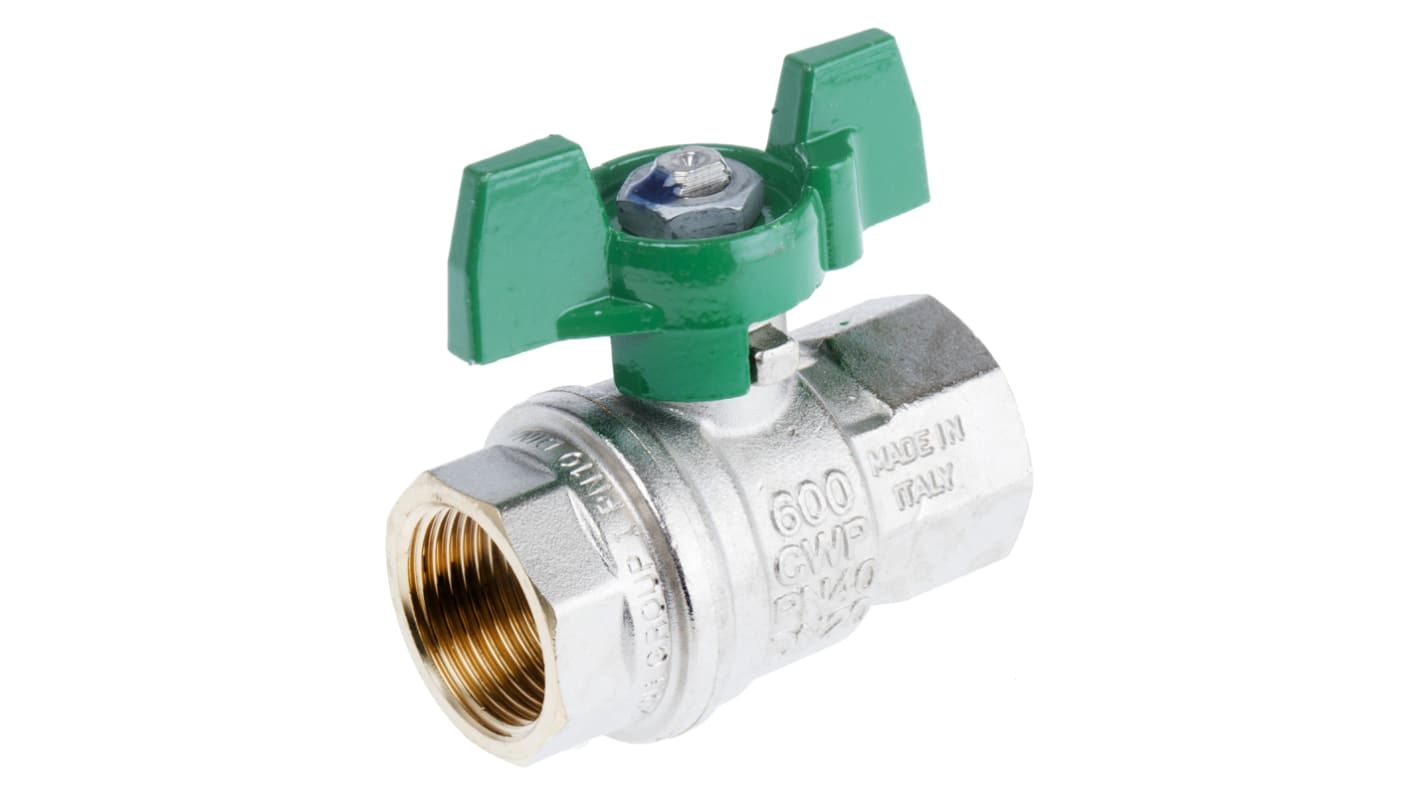 RS PRO Brass Full Bore, 2 Way, Ball Valve, BSPP 3/4in