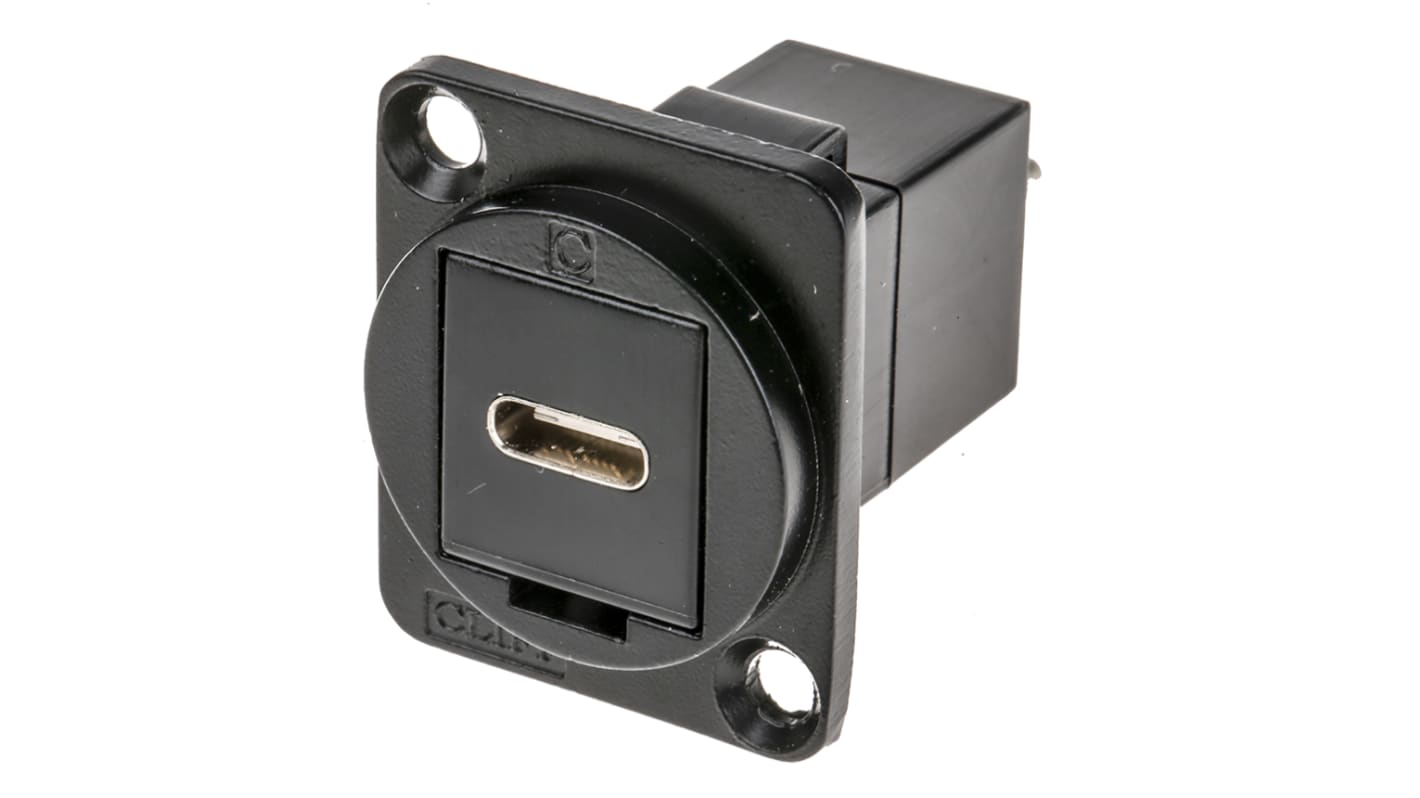 RS PRO Straight, Panel Mount, Female to Male Type C USB Connector