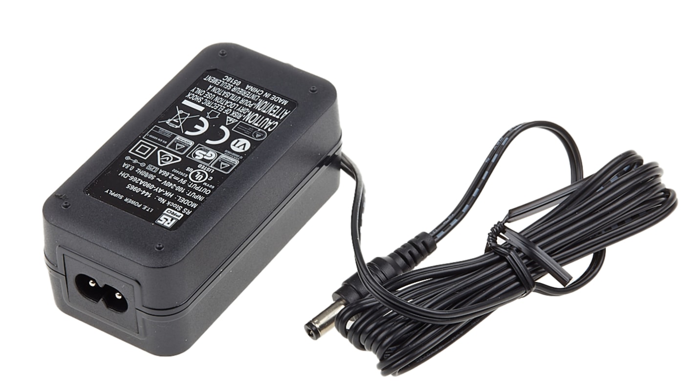 RS PRO 24W Plug-In AC/DC Adapter 9V dc Output, 0 → 2.66A Output