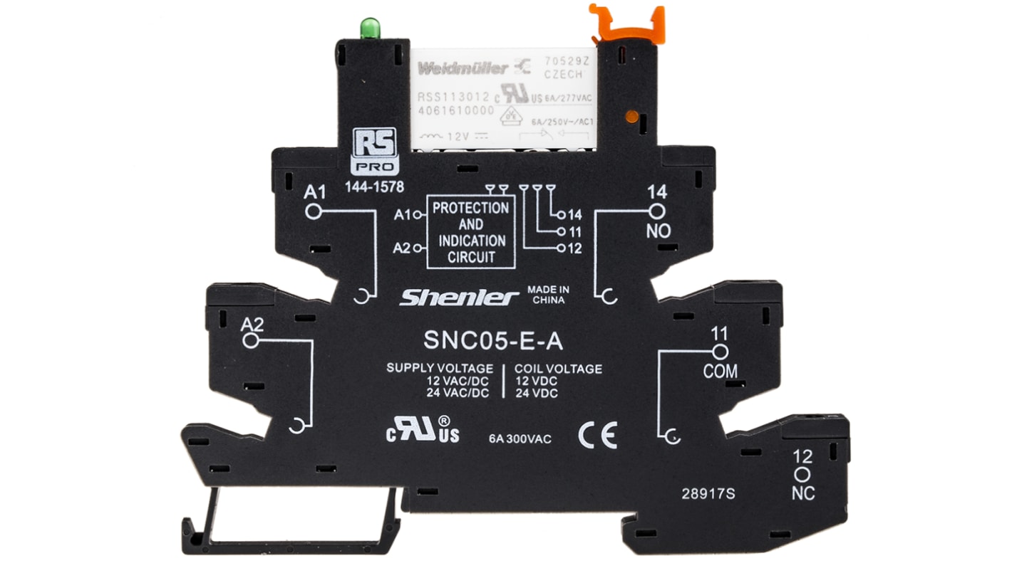 RS PRO Interface Relais 12V ac/dc, 1-poliger Wechsler DIN-Schienen