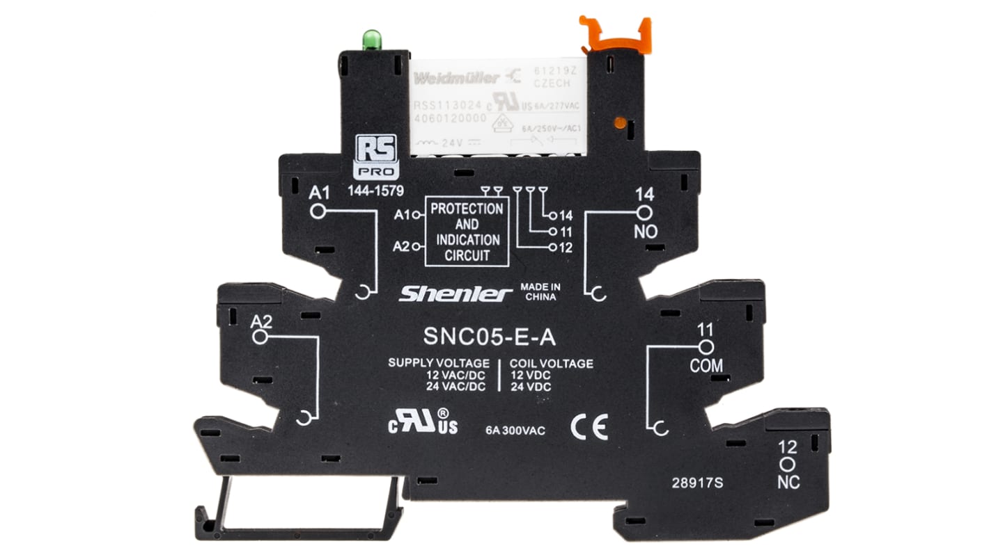 RS PRO Interface Relay, DIN Rail Mount, 24V ac/dc Coil, SPDT, 6A Load