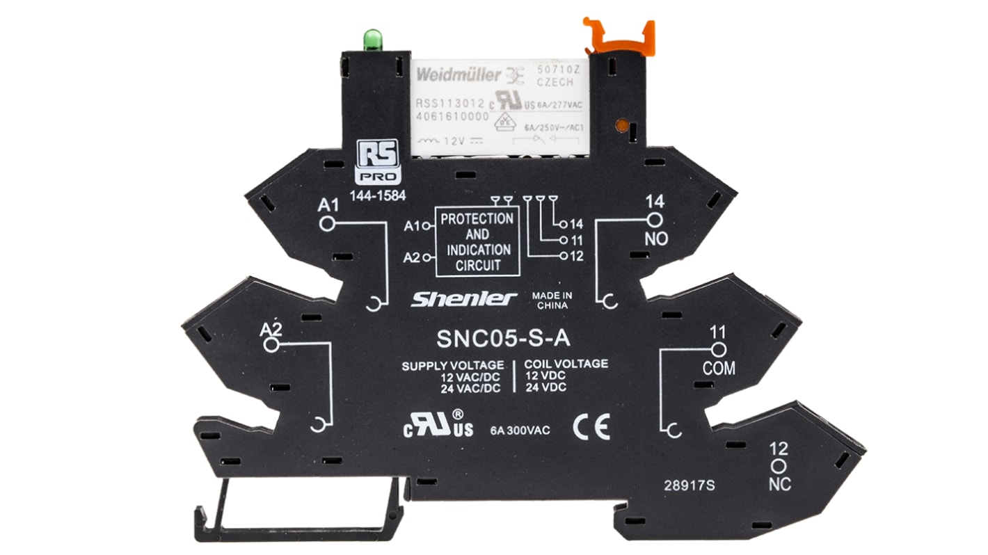 RS PRO Interface Relais 12V ac/dc, 1-poliger Wechsler DIN-Schienen