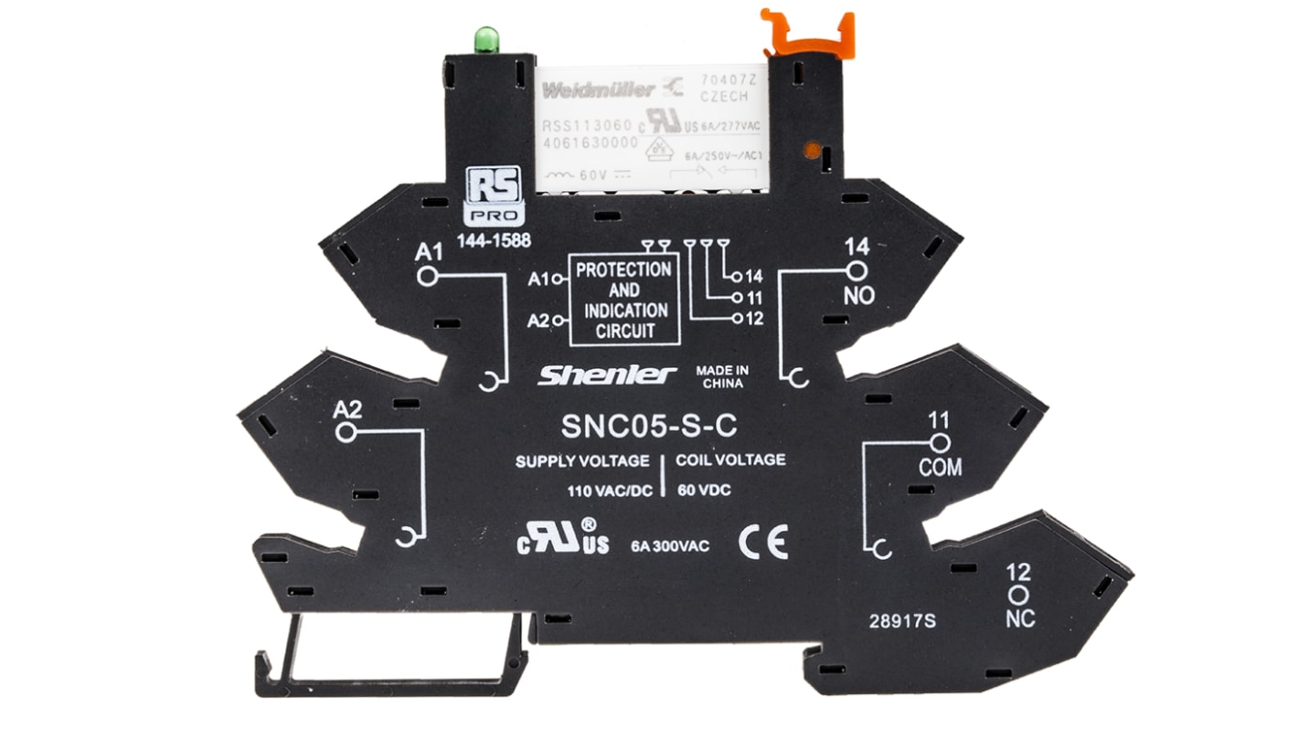 RS PRO Interface Relay, DIN Rail Mount, 60V dc Coil, SPST