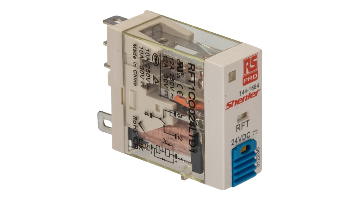 RS PRO Plug In Power Relay, 24V dc Coil, 10A Switching Current, SPDT